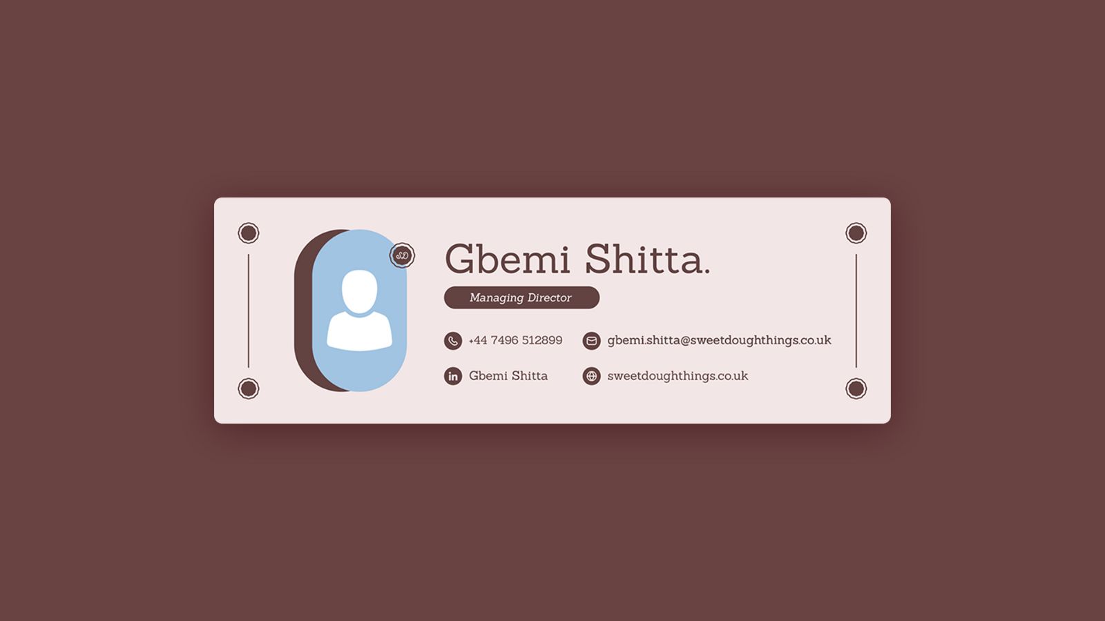 Gbemi Shitta business card for sweetdoughthings