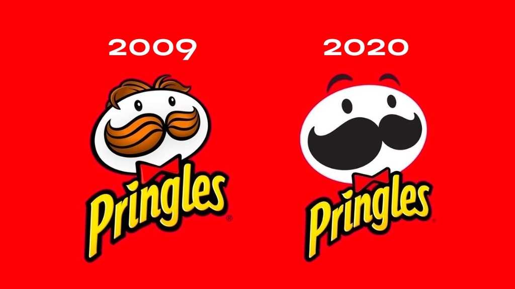 old pringles logo from 2009 versus the 2020 pringles logo