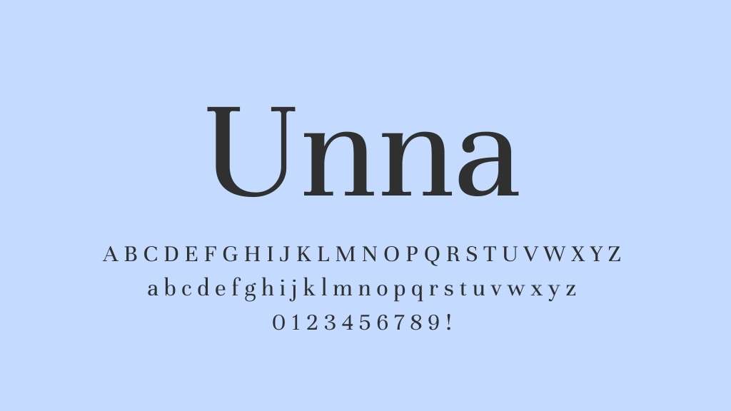 Unna is a softer serif font ideal for body text or subtitles