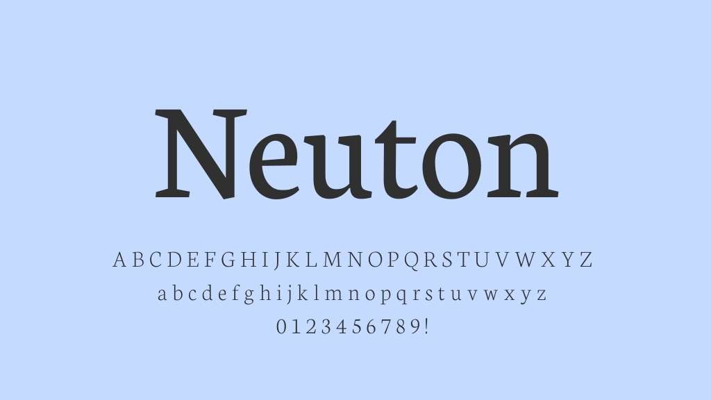 Neuton, a good serif font, especially for smaller type